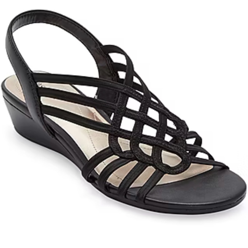 NWT East 5th black slingback wedge sandals